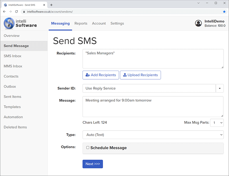 Web SMS - Send SMS from Web Browser